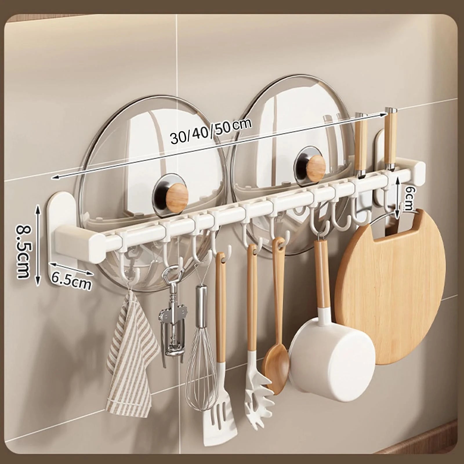 Wall Mounted Kitchen Hook Rack - Space-Saving Utensil Organizer 6