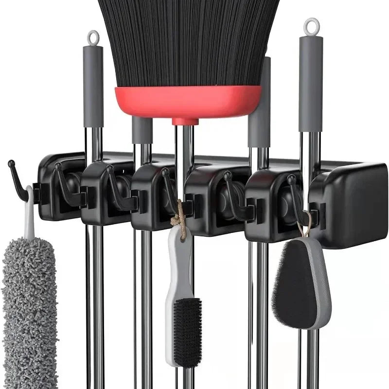 Wall Mounted Mop and Broom Holder - Multi-Slot Organizer for Tools 0