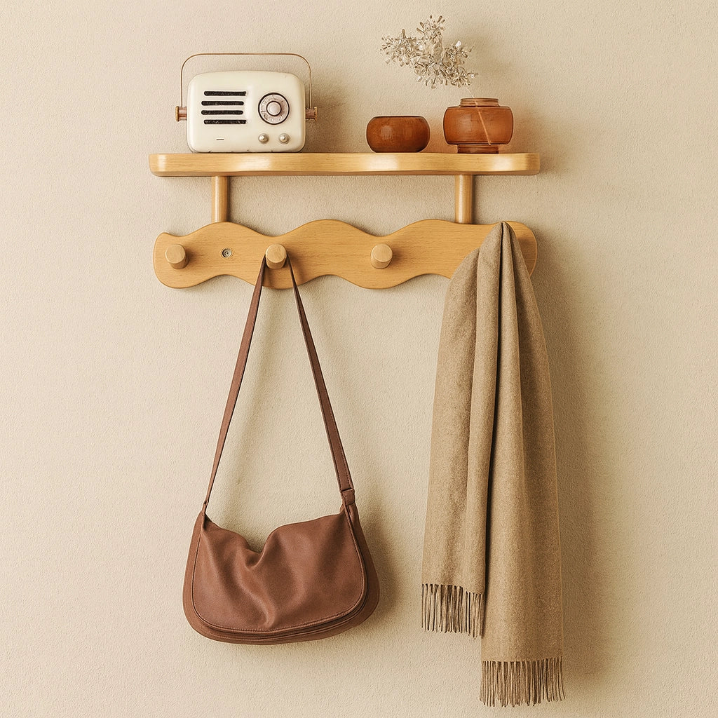 Wall Mounted Shelf Rack - Stylish Bamboo Shelves for Wall Storage 1