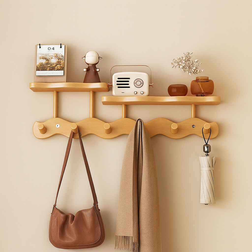 Wall Mounted Shelf Rack - Stylish Bamboo Shelves for Wall Storage 2