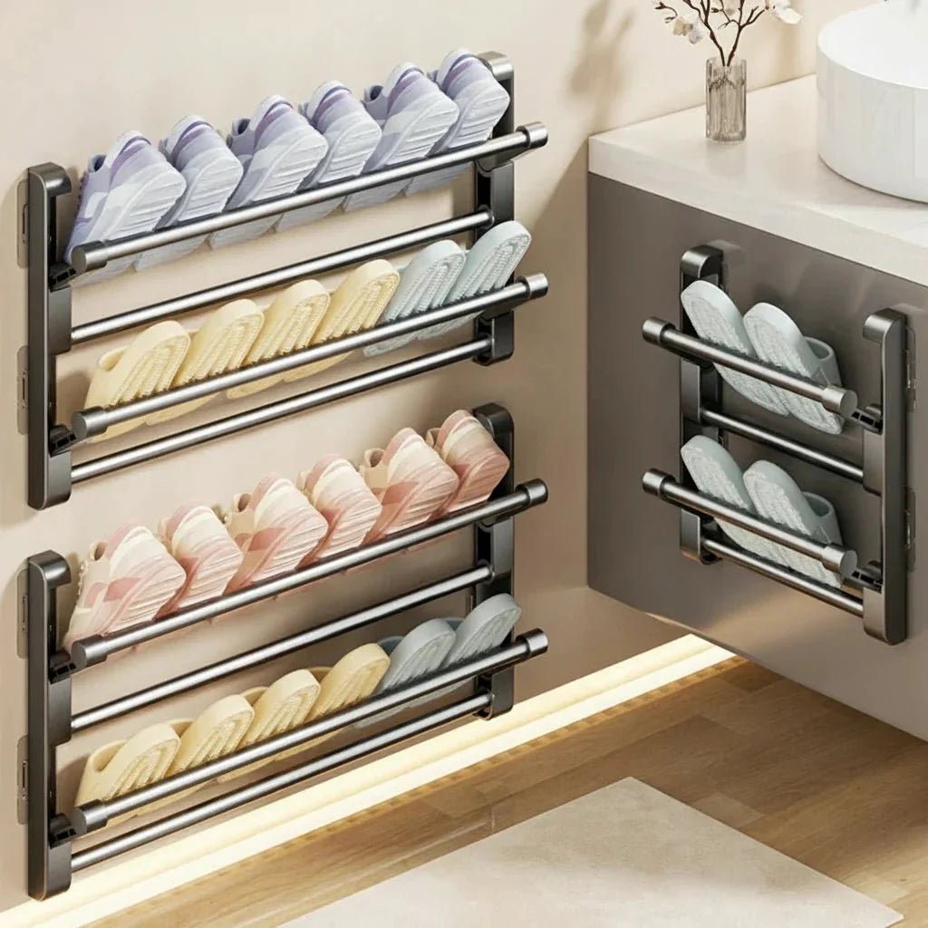Wall Mounted Shoe Rack Plastic with Integrated Drainage System 3