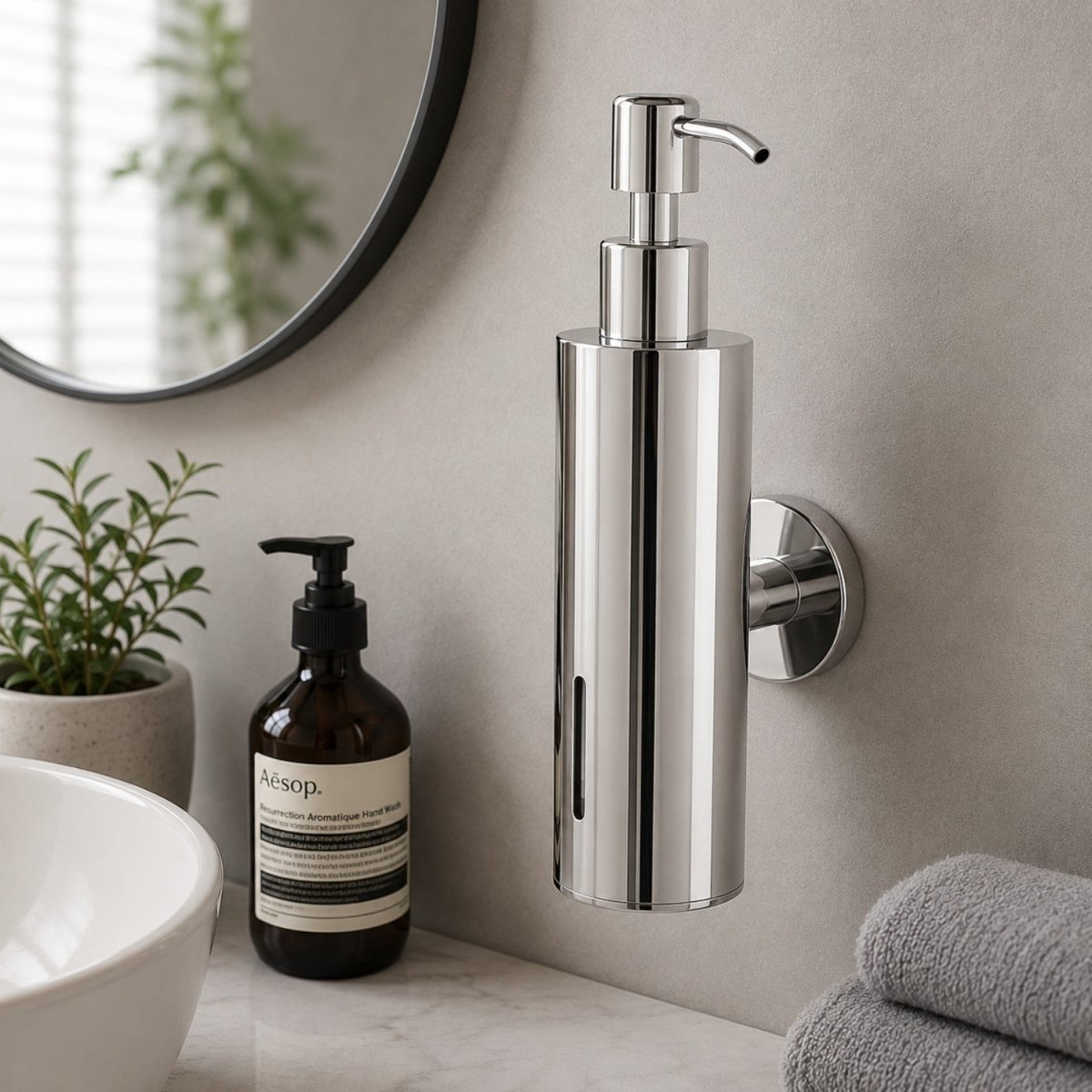 Wall Mounted Stainless Steel Dispenser - 200ml Refillable Pump, Durable & Waterproof 4