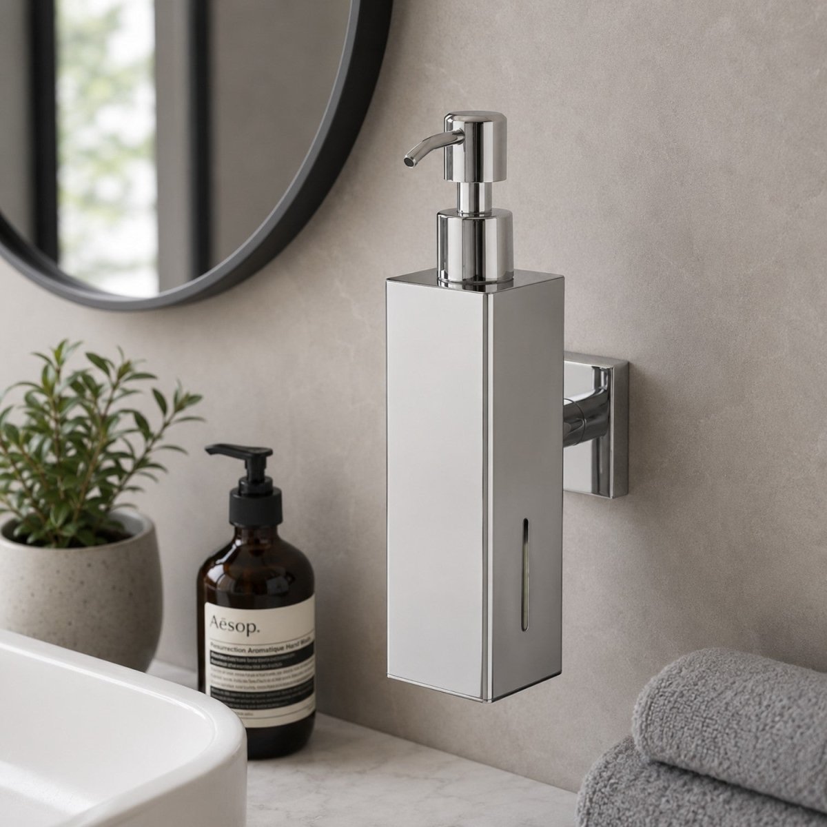 Wall Mounted Stainless Steel Dispenser - 200ml Refillable Pump, Durable & Waterproof 5
