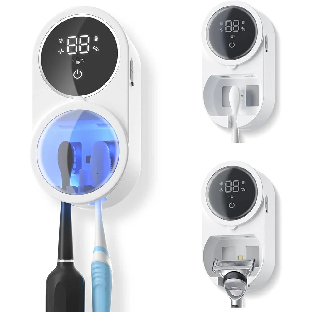 Wall Mounted Toothbrush Holder with Air Drying and Rotating Cover – Compact Bathroom Organizer for Toothbrushes and Razors 0