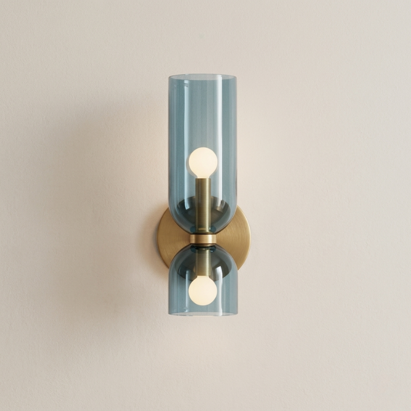 Wall Sconce Double Glass Iron E12 Base 14 cm x 35 cm Indoor Light Unbranded 00