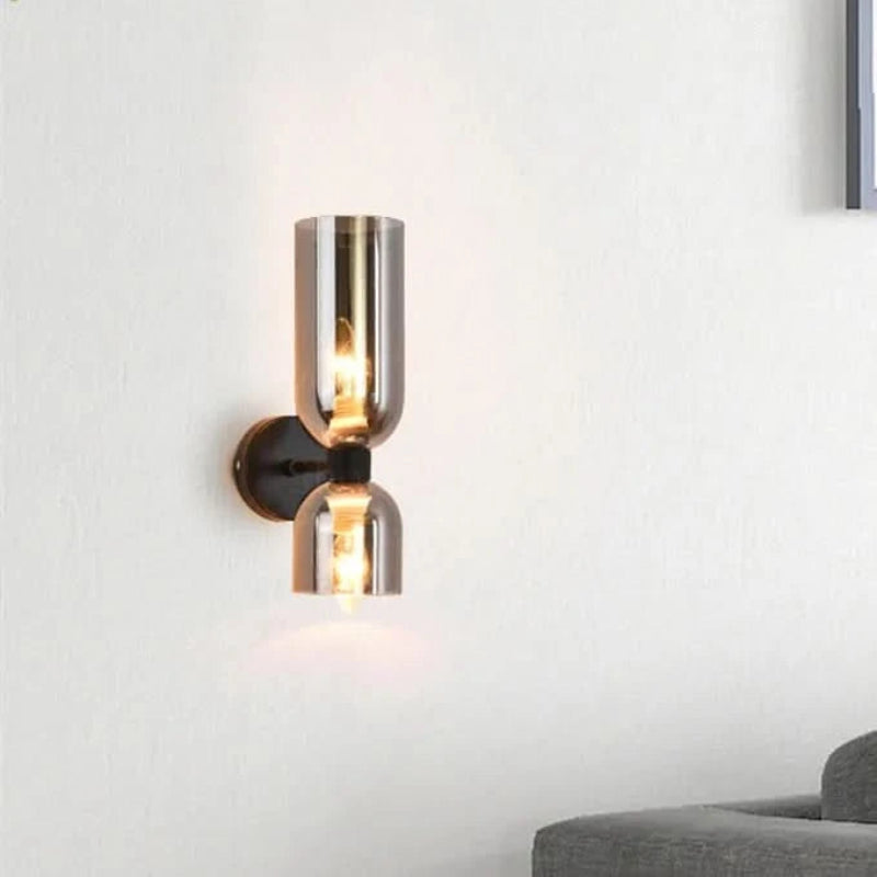 Wall Sconce Double Glass Iron E12 Base 14 cm x 35 cm Indoor Light Unbranded 03
