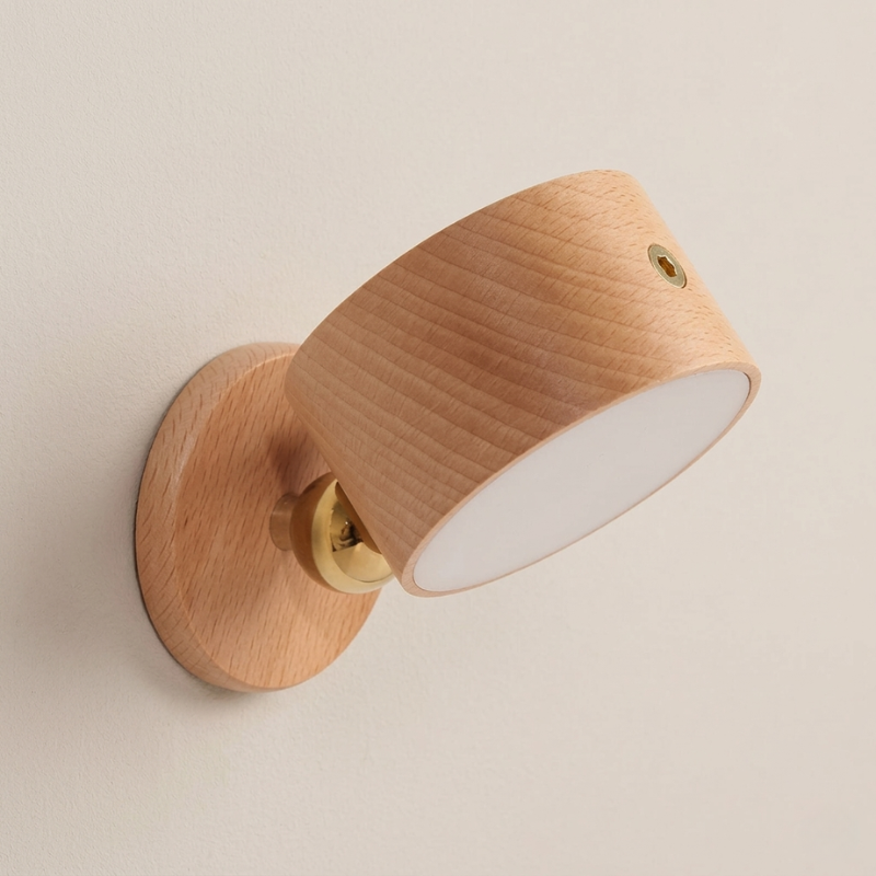 Wall Sconce LED Rechargeable USB Cordless Rotatable Wood Plastic Metal 4W 400lm