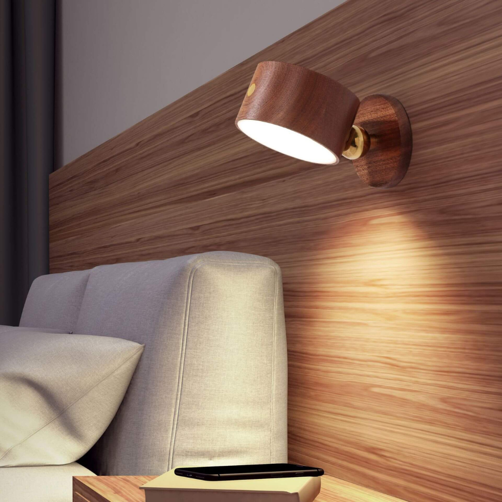 Wall Sconce LED Rechargeable USB Cordless Rotatable Wood Plastic Metal 4W 400lm 03