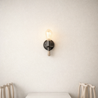 Wall Sconce Metal Rope Glass E27 Socket Matte Black Indoor Lighting 1