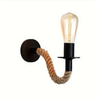 Wall Sconce Metal Rope Glass E27 Socket Matte Black Indoor Lighting 5