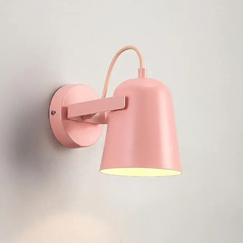 Pink wall lamp on a light gray background