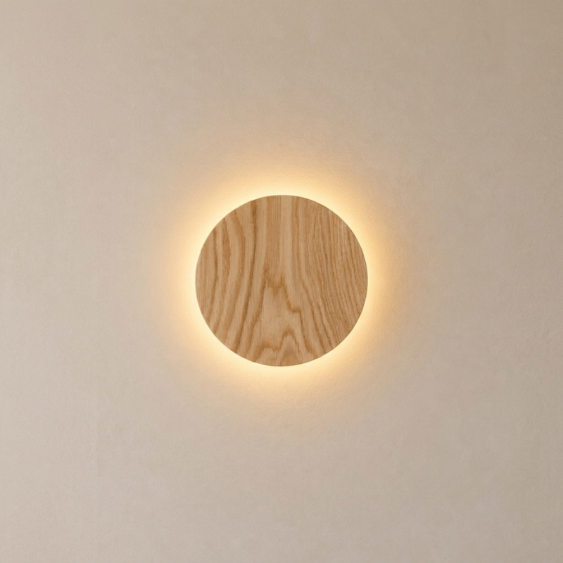 Wall Sconce Solid Oak Round Design G9 LED Compatible 01