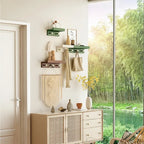 Wall Shelf with Hooks, Wall Mounted, Single Tier, Screw Mounted 3