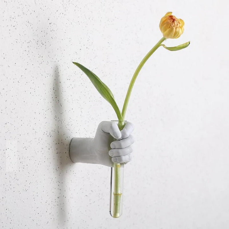 Wall Vase Hand Shape Resin Glass Tube Wall Mounted 1