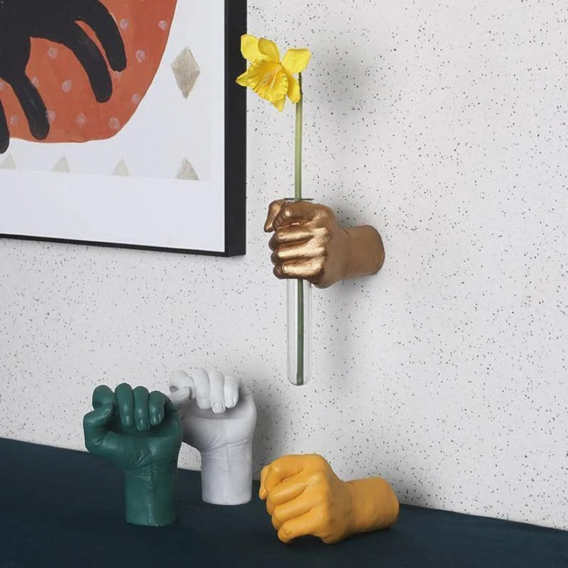 Wall Vase Hand Shape Resin Glass Tube Wall Mounted 2