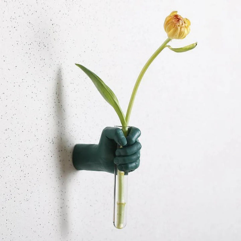 Wall Vase Hand Shape Resin Glass Tube Wall Mounted 3