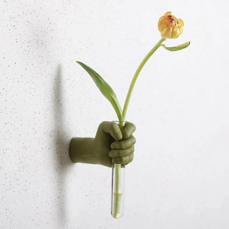 Wall Vase Hand Shape Resin Glass Tube Wall Mounted 4
