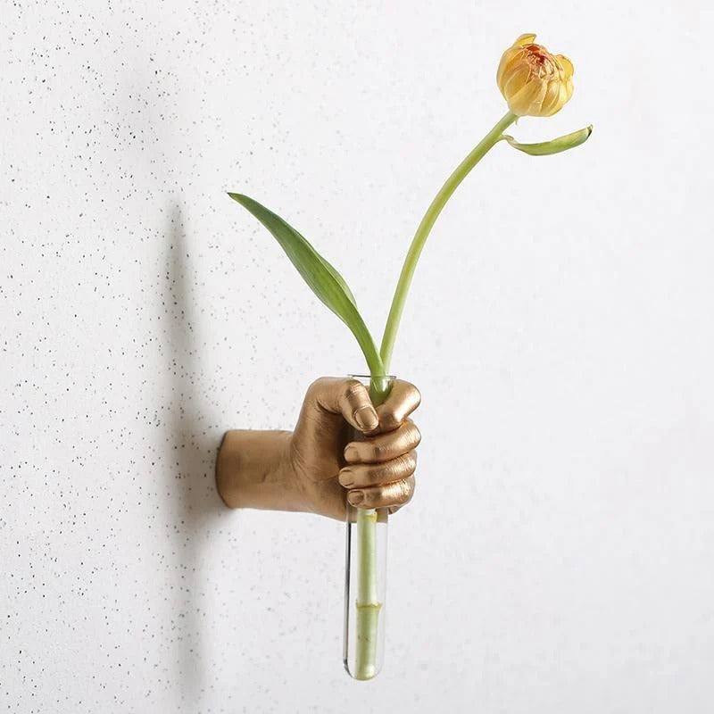 Wall Vase Hand Shape Resin Glass Tube Wall Mounted 7
