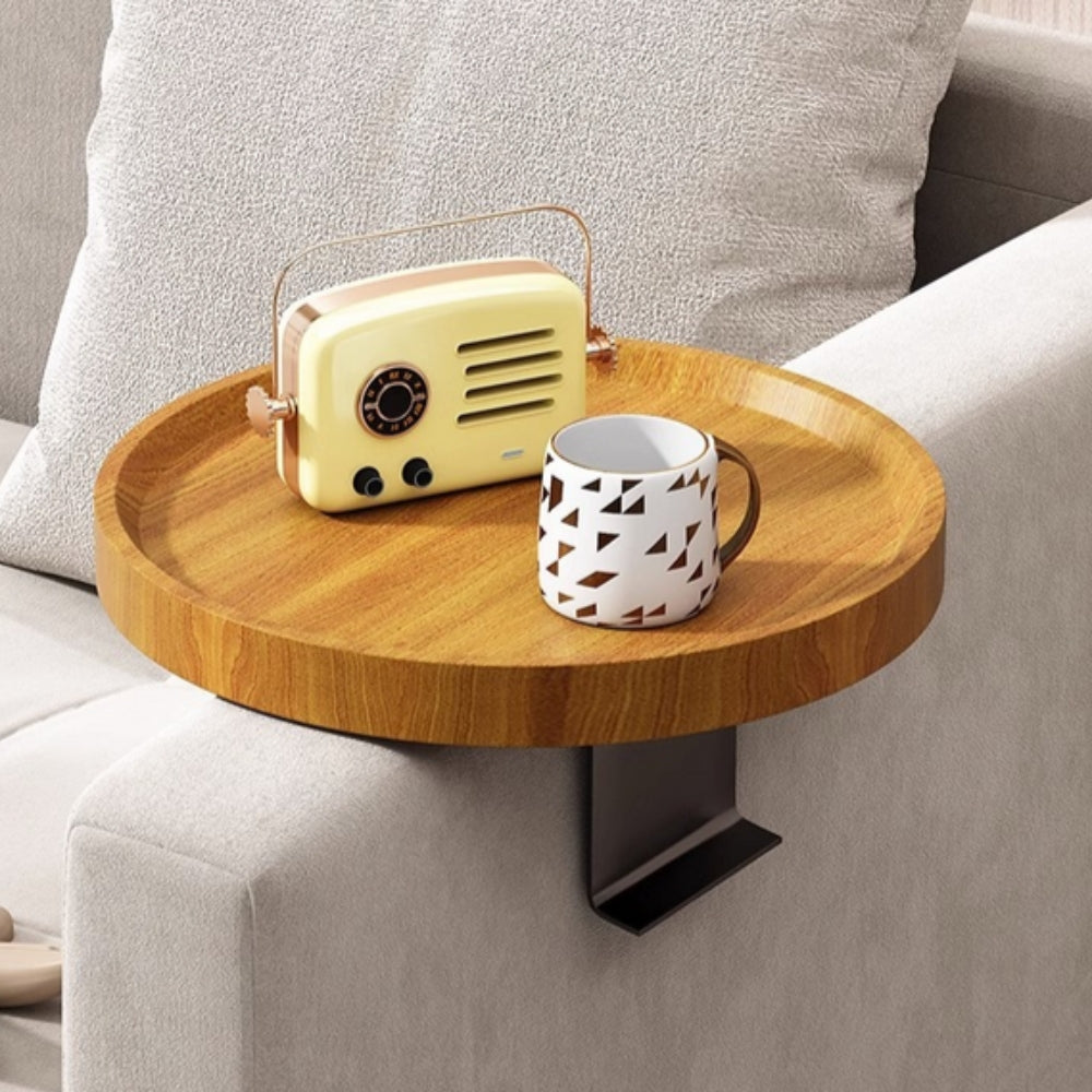 Walnut Wood Sofa Arm Tray - Modern Adjustable Armrest Table for Essentials 0