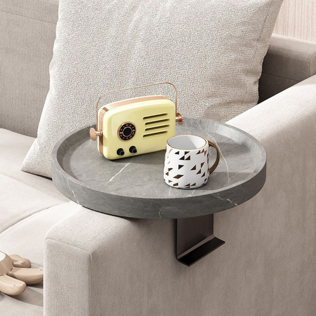 Walnut Wood Sofa Arm Tray - Modern Adjustable Armrest Table for Essentials 5