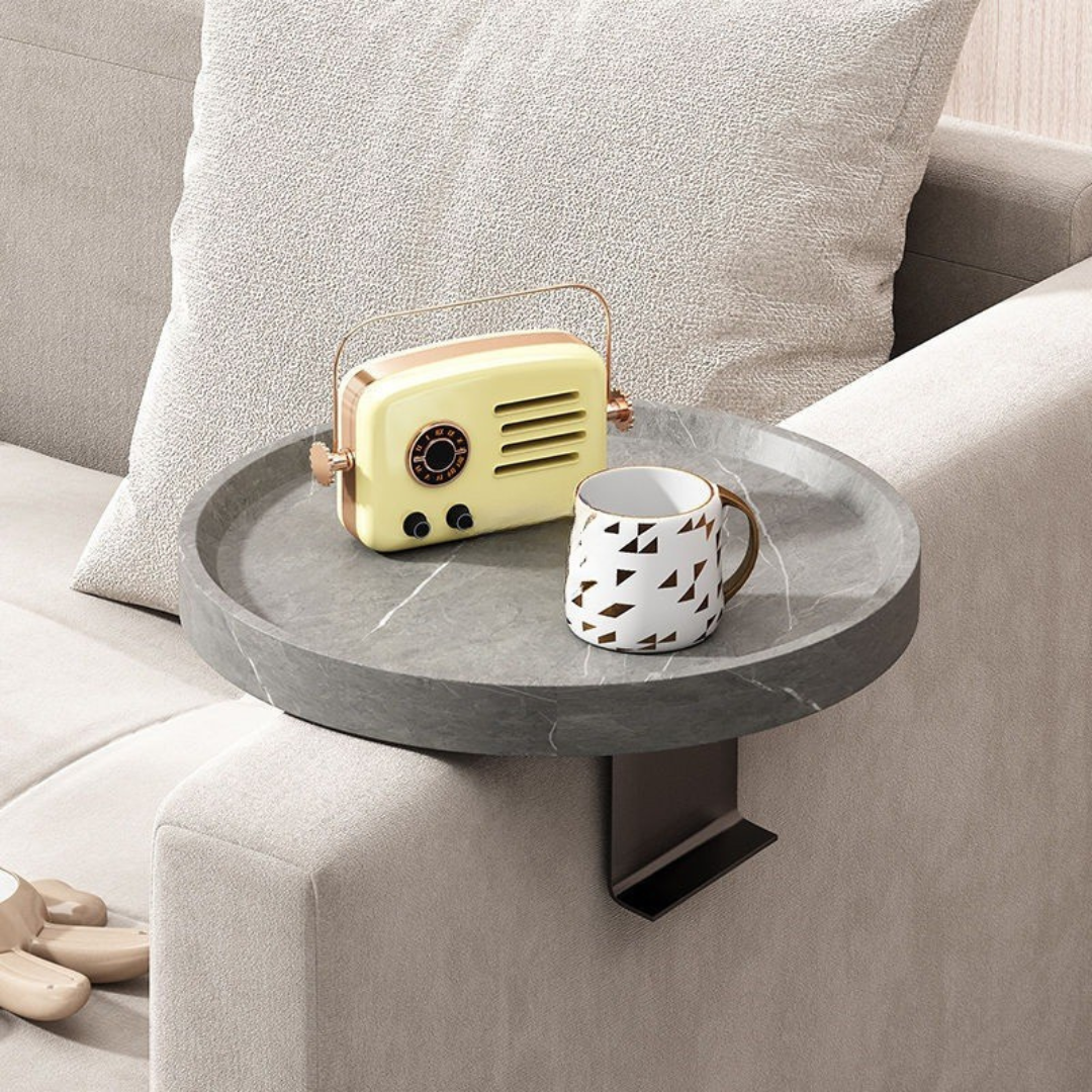 Walnut Wood Sofa Arm Tray - Modern Adjustable Armrest Table for Essentials 5