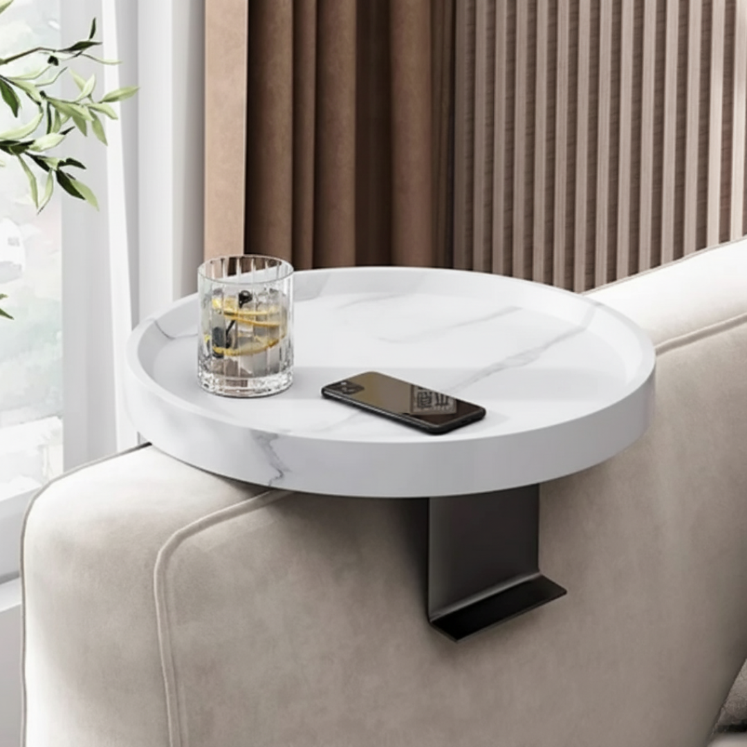 Walnut Wood Sofa Arm Tray - Modern Adjustable Armrest Table for Essentials 7