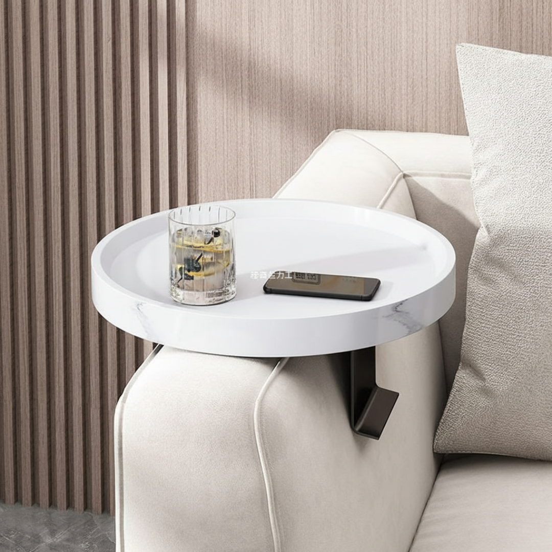 Walnut Wood Sofa Arm Tray - Modern Adjustable Armrest Table for Essentials 8