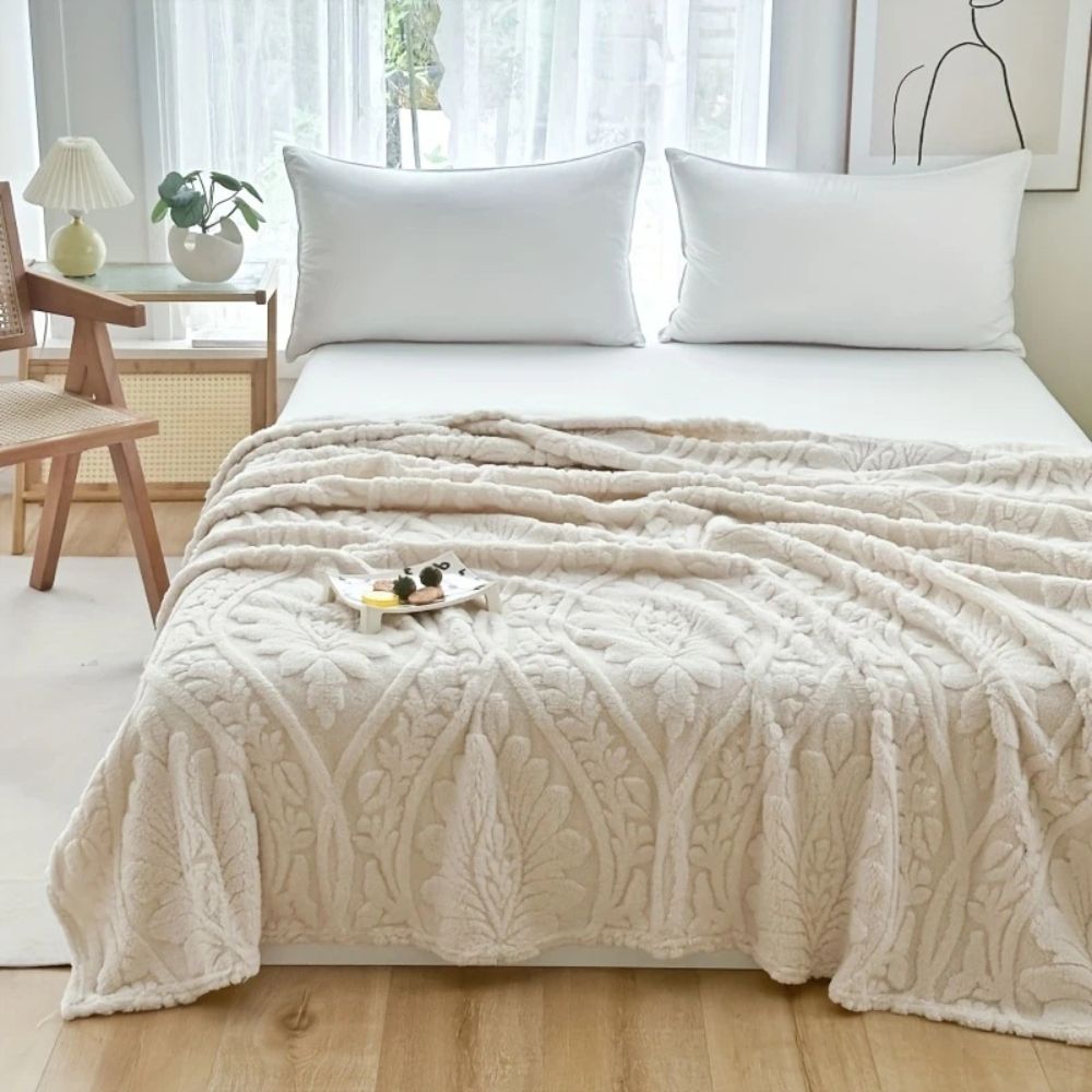 Weave Jacquard Fleece Blanket - Soft Microfiber Throw for Cozy Comfort 1