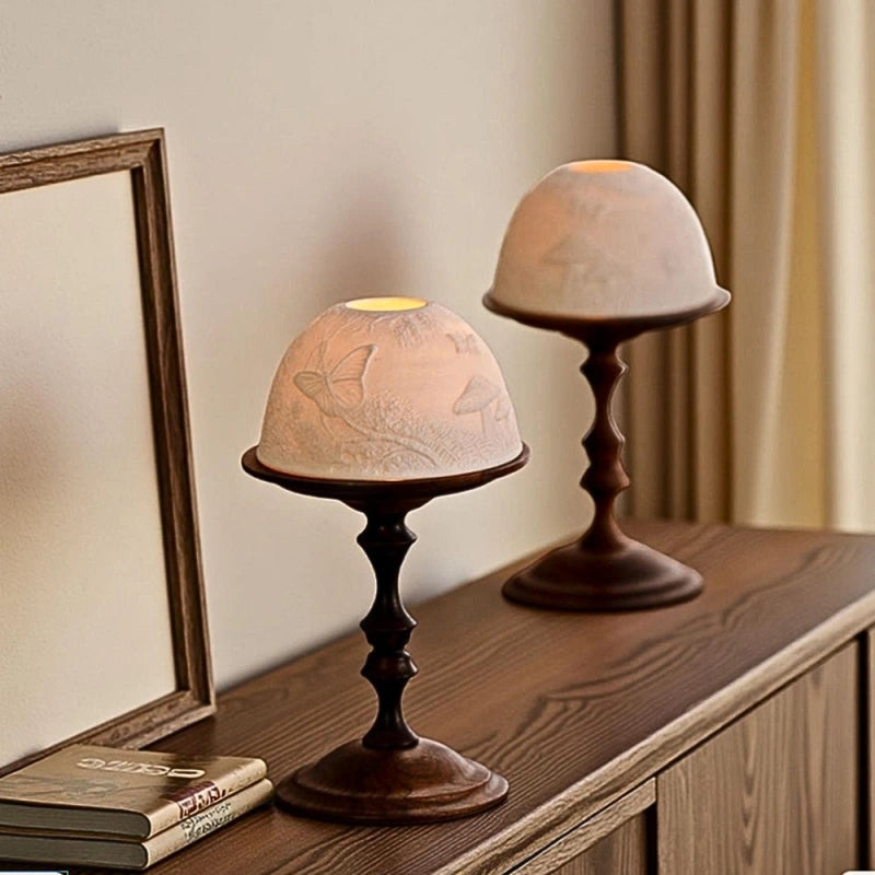 WhisperDome Candle Holder - Elegant Porcelain Dome & Walnut Base 2