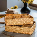 Wicker Storage Basket - Durable Handmade Organizer with Multiple Compartments 4