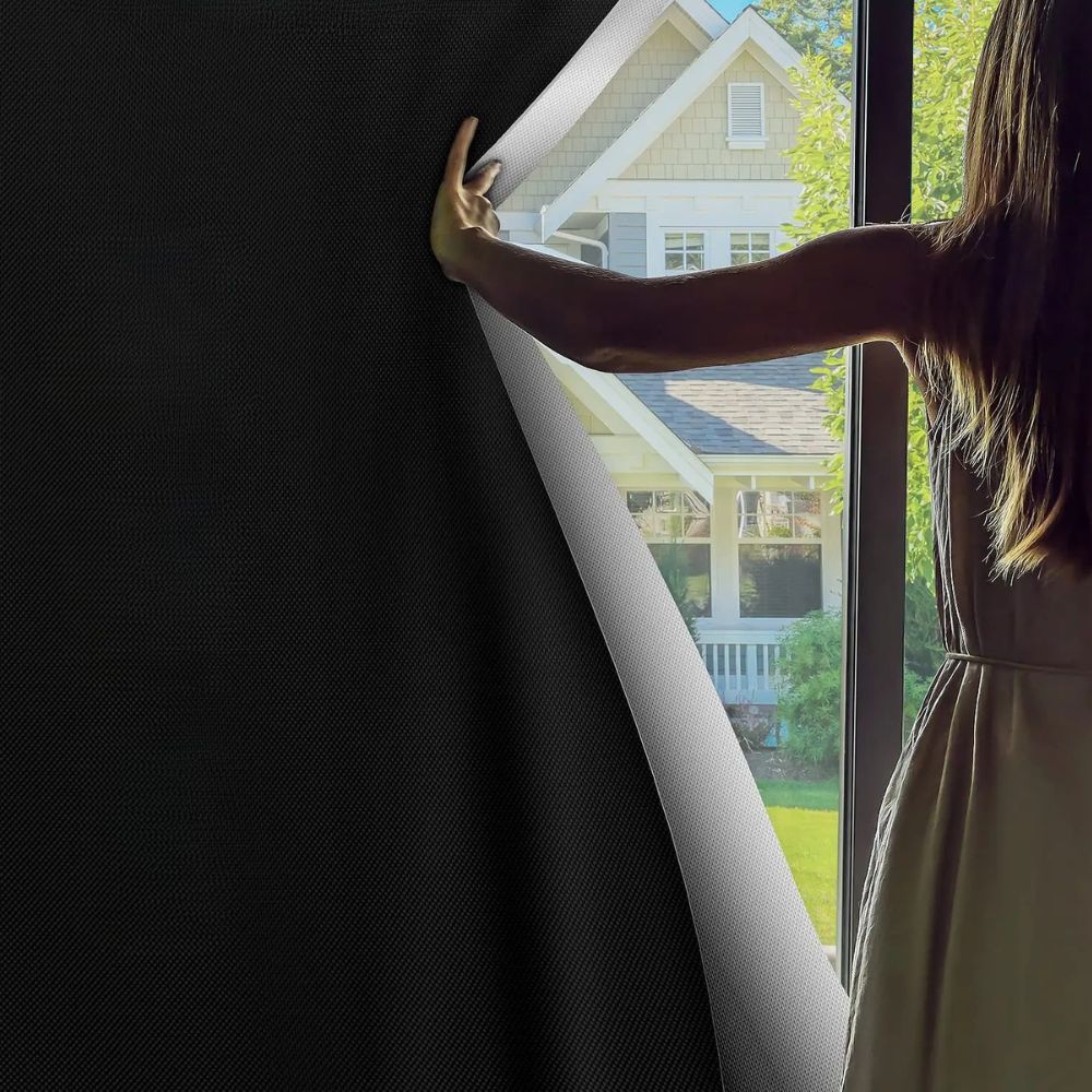 Window Film Polyester Blackout Static Cling Matte Black Trim to Fit 3