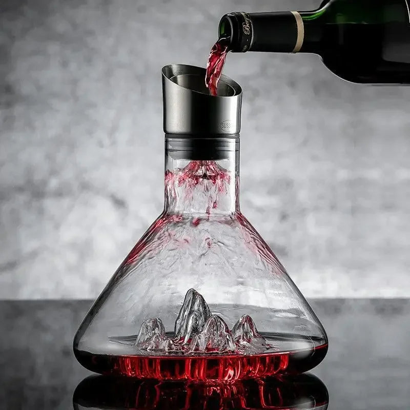 Wine Decanter 1500 ml Crystal 12 Channel Aeration Stainless Steel Filter 1