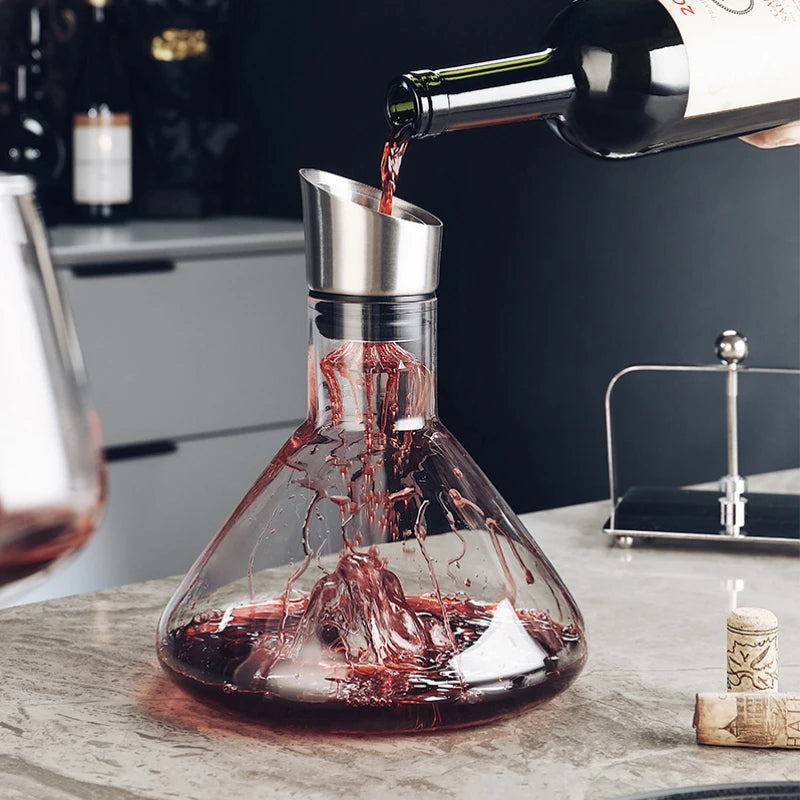 Wine Decanter 1500 ml Crystal 12 Channel Aeration Stainless Steel Filter 2
