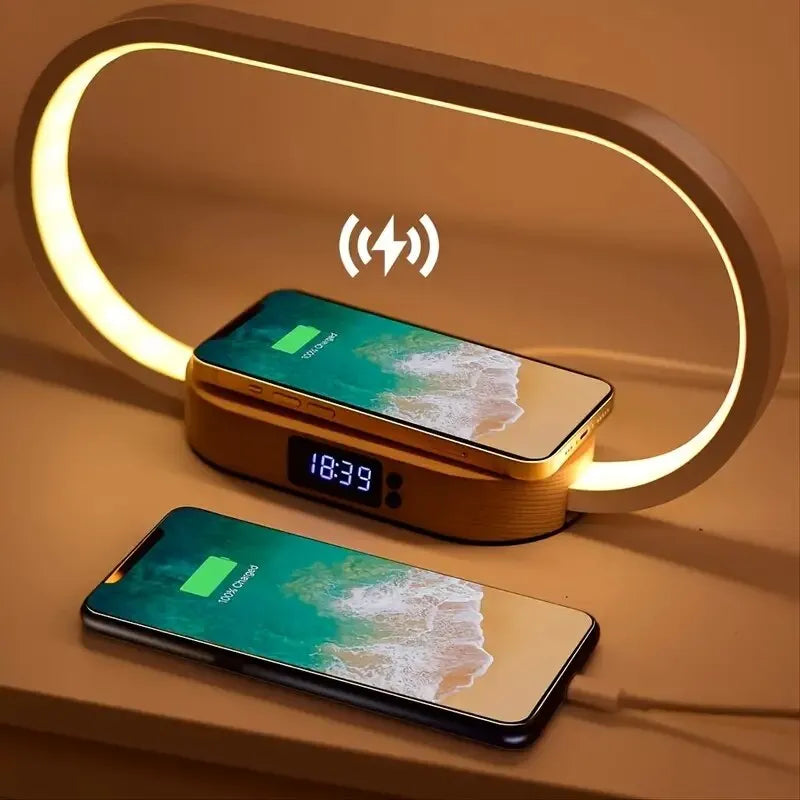 Wireless Charging Station 3 in 1 10W USB C LED Lamp Clock 5