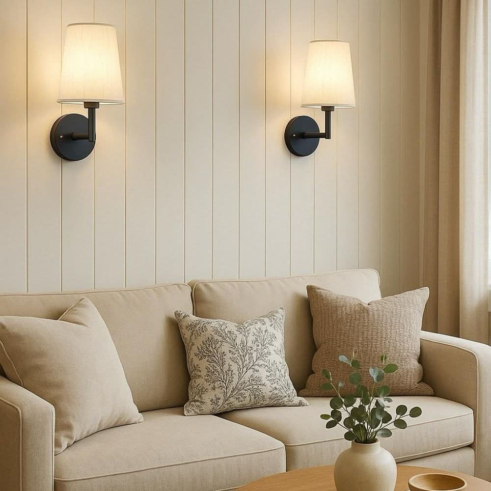 Wireless Fabric Wall Light Set - Dimmable, Adjustable Color, Easy Install 5