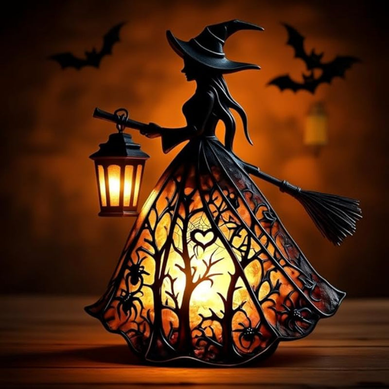 Witch Lantern - Gothic Halloween Lantern with LED Light for Ambiance 0