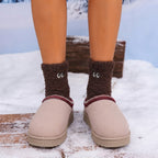 Women Winter Snow Boots Cow Suede Plush Lining Slip On Flat Heel 7