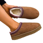 Women Winter Snow Boots Cow Suede Plush Lining Slip On Flat Heel 8