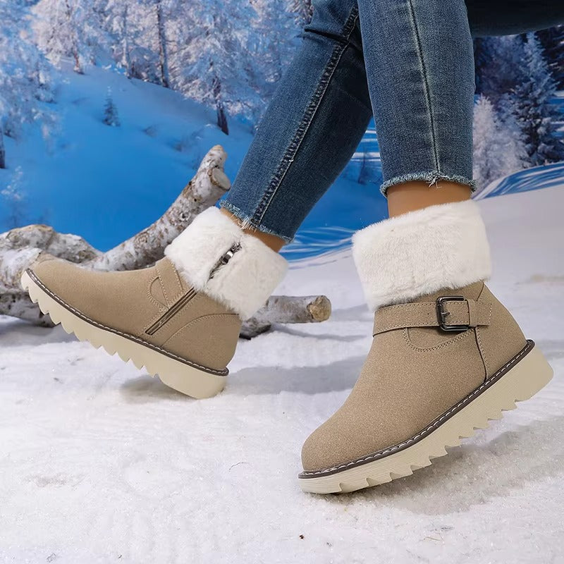 Women Winter Snow Boots Faux Suede Faux Fur Lining Platform Ankle 11