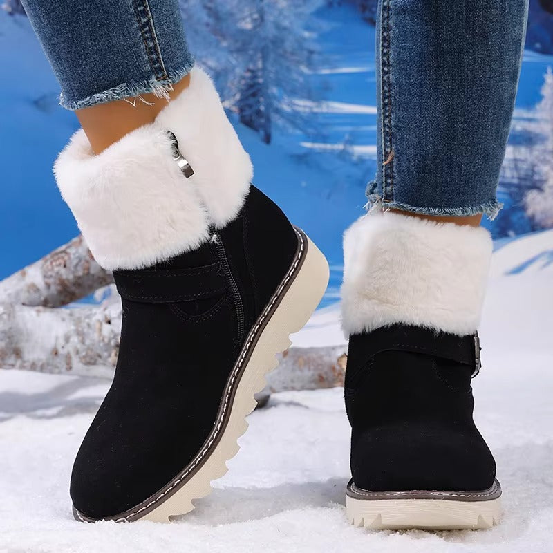 Women Winter Snow Boots Faux Suede Faux Fur Lining Platform Ankle 3