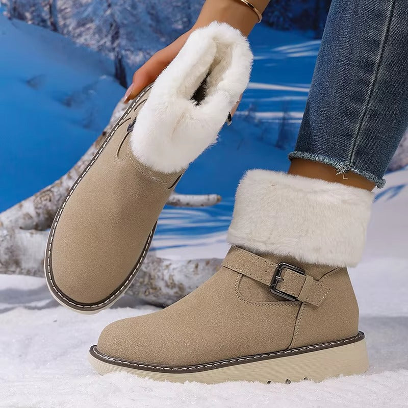 Women Winter Snow Boots Faux Suede Faux Fur Lining Platform Ankle 8