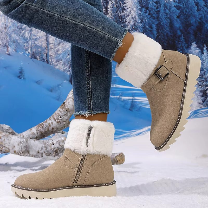 Women Winter Snow Boots Faux Suede Faux Fur Lining Platform Ankle 9