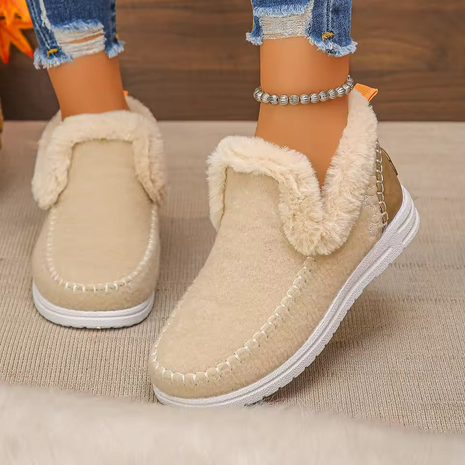 Women's Ankle Snow Boots with Slip-On Closure and Low Heel for Winter 1