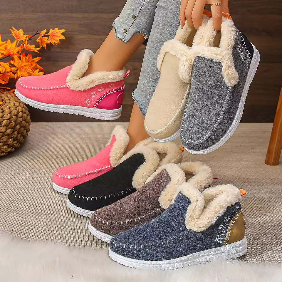 Women's Ankle Snow Boots with Slip-On Closure and Low Heel for Winter 11