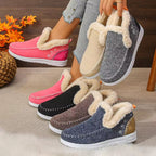 Women's Ankle Snow Boots with Slip-On Closure and Low Heel for Winter 11