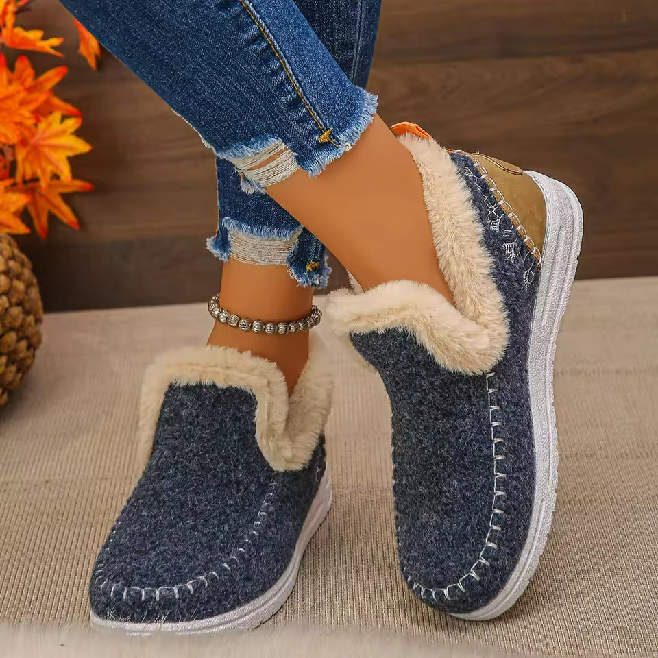 Women's Ankle Snow Boots with Slip-On Closure and Low Heel for Winter 5
