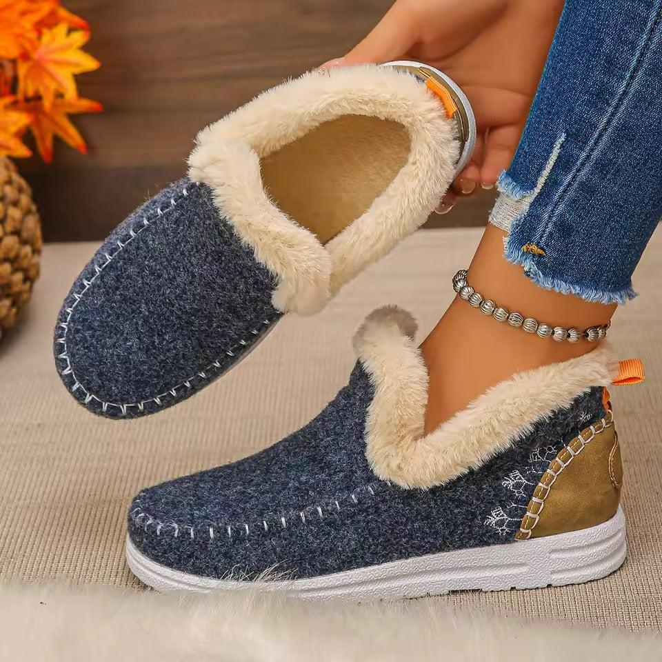 Women's Ankle Snow Boots with Slip-On Closure and Low Heel for Winter 8