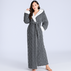 Women's Hooded Ankle Length Robe - Plush Comfort & Warmth 1