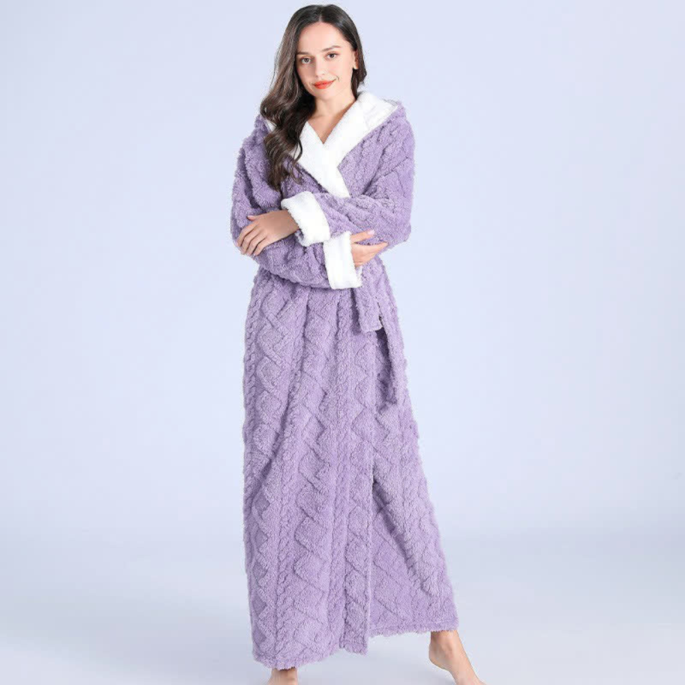 Women's Hooded Ankle Length Robe - Plush Comfort & Warmth 2