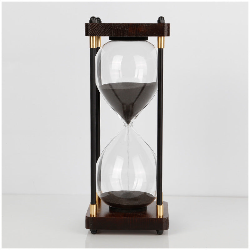 Wood and Glass Hourglass - 60-Minute Elegant Timer for Home Decor 0